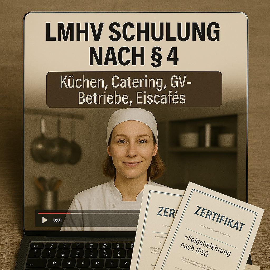 Folgebelehrung IFSG §§42, 43 und Schulung nach LMHV §4 - Küchen, Catering, GV-Betrieben, Eiscafés - swhs-lmhv